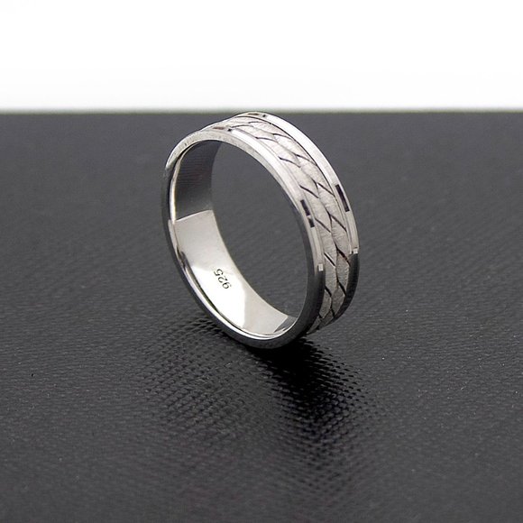 Real Solid Sterling Silver Modern Braided Band Ring Stamped 925 Unisex Ring SZ 7 - Picture 1 of 4